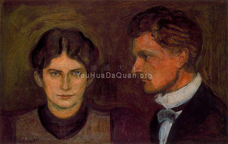 Portrait of Aase and Harald Norregaard - 爱德华·蒙克